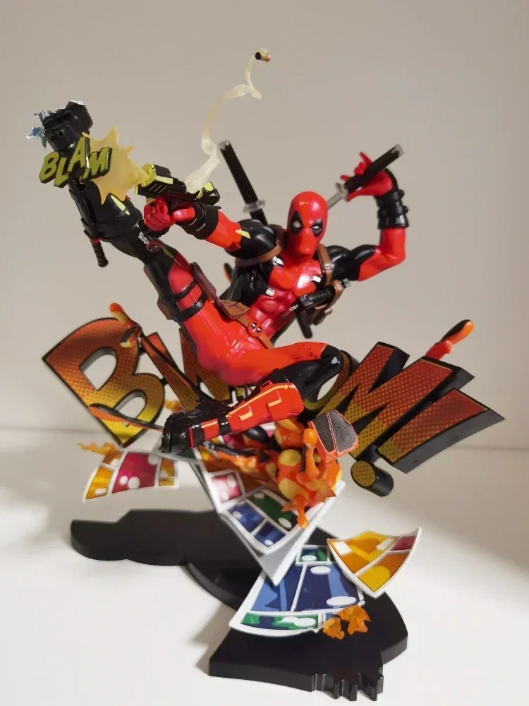 24cm Anime Figure Deadpool Breaking The Fourth Wall Action Figurine Pvc Collectible Computer Case Decor Model Dolls Toy Gift