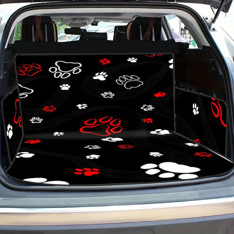 Dog Paw Print Oxford Cloth Pet Trunk Mat, Pet Trunk Cover, Dog Seat Cushion, Large Dog Seat Cushion, Universal Size