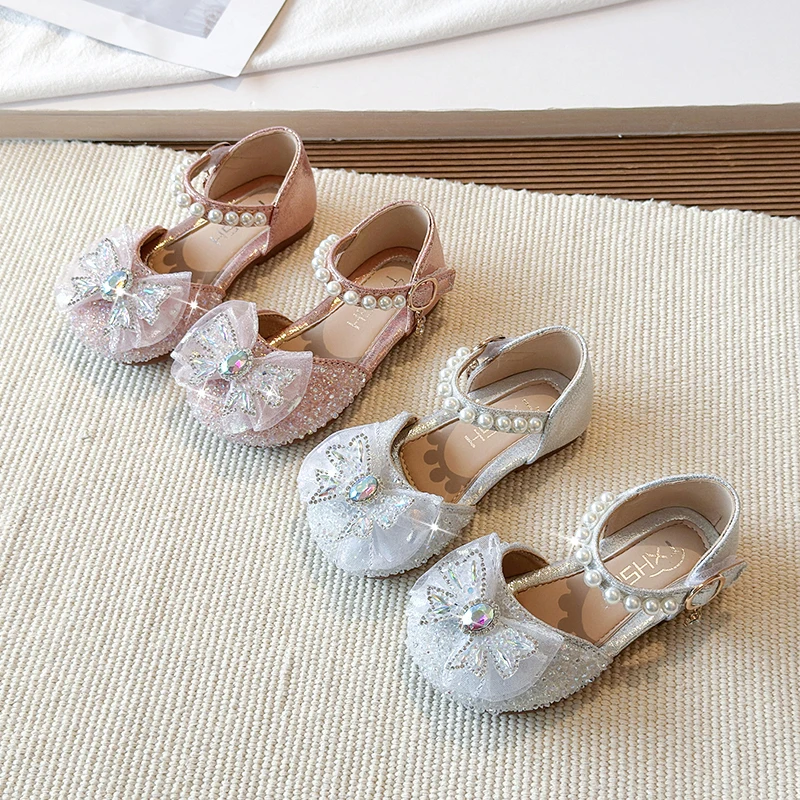 Girls' Summer 2026 Sandals Elegant Diamond Bow Princess Shoes Lightweight Sweet Children's Shoes New Style Water Feature 21-33