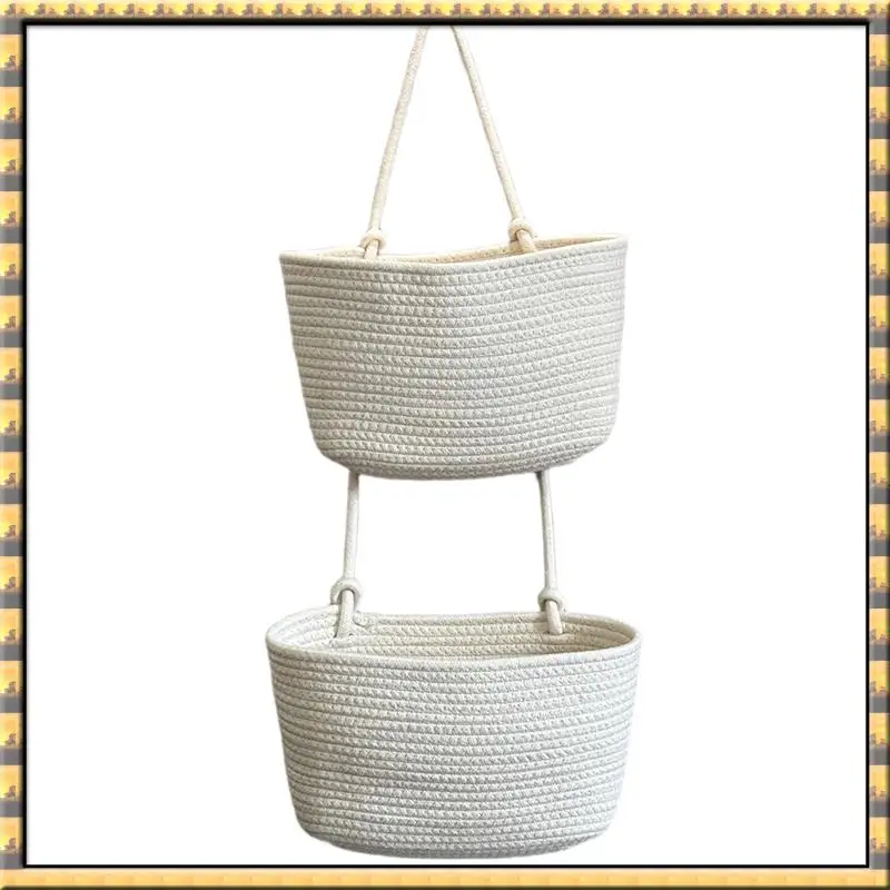 ^Arrival Three-Layer Wall-Mounted Storage Baskets For Household Items, Hanging Woven Basket Design, Space-Saving Home Rack Off-W
