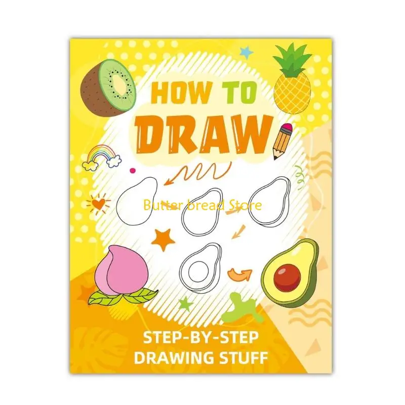W89C Step-by-Step Drawing Book Lovely Educational Early Learning Animal-Themed Coloring Book Easy to Draw