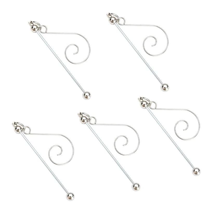 

652F 5pcs Silver Beadable Blanks Hanger Silver Beadable Hangings Hook for Customizing Christmas Pendant Accessories