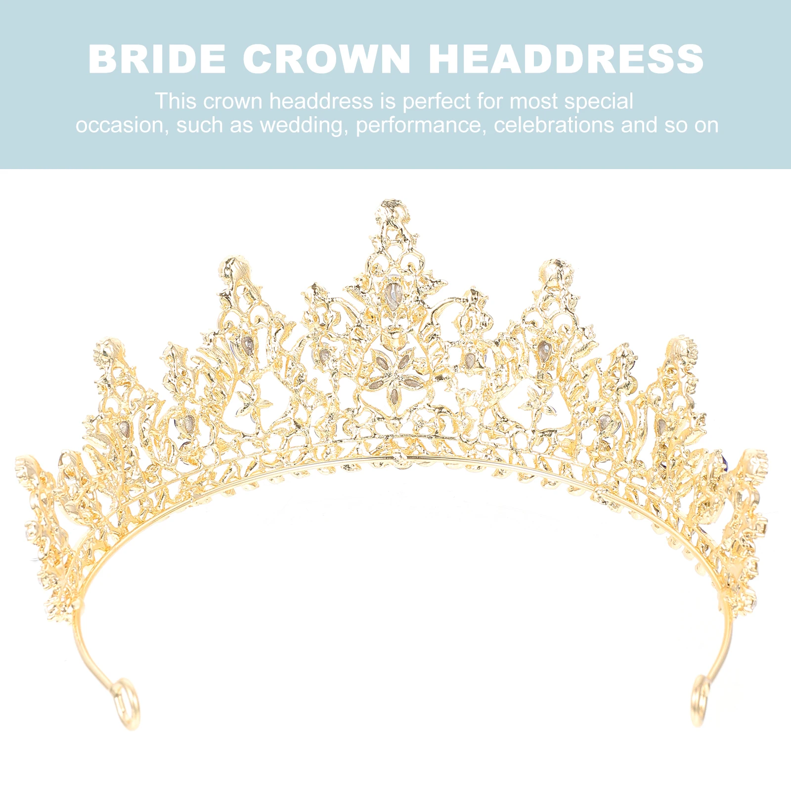 

Zinc Alloy Rhinestone Crystal Crown Headdress Bride Tiara Decor Wedding Celebration Woman Crown Hair Accessories