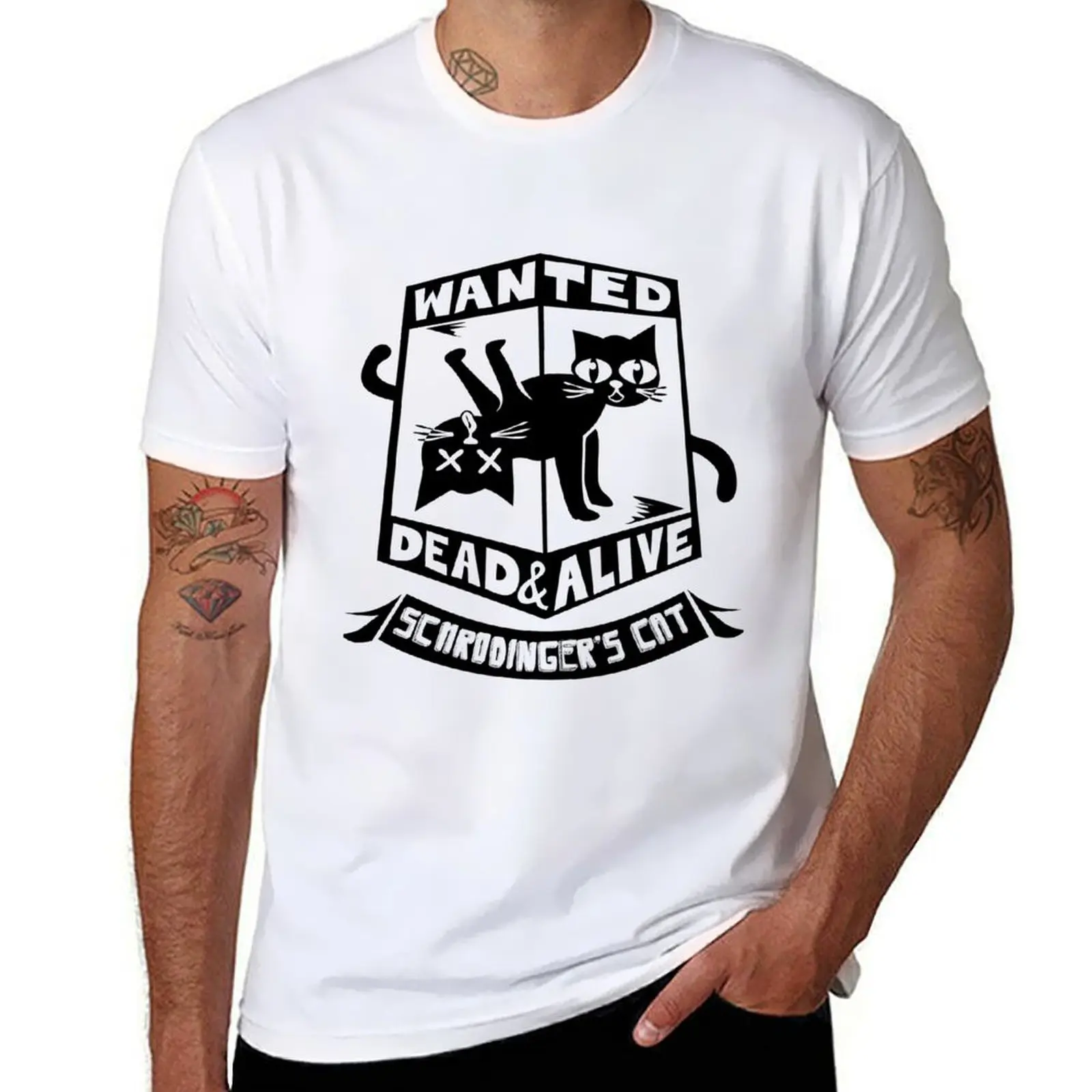 T-shirt Active Wear Sports pour hommes avec l'image du chat de Schrödinger : mort et vivant