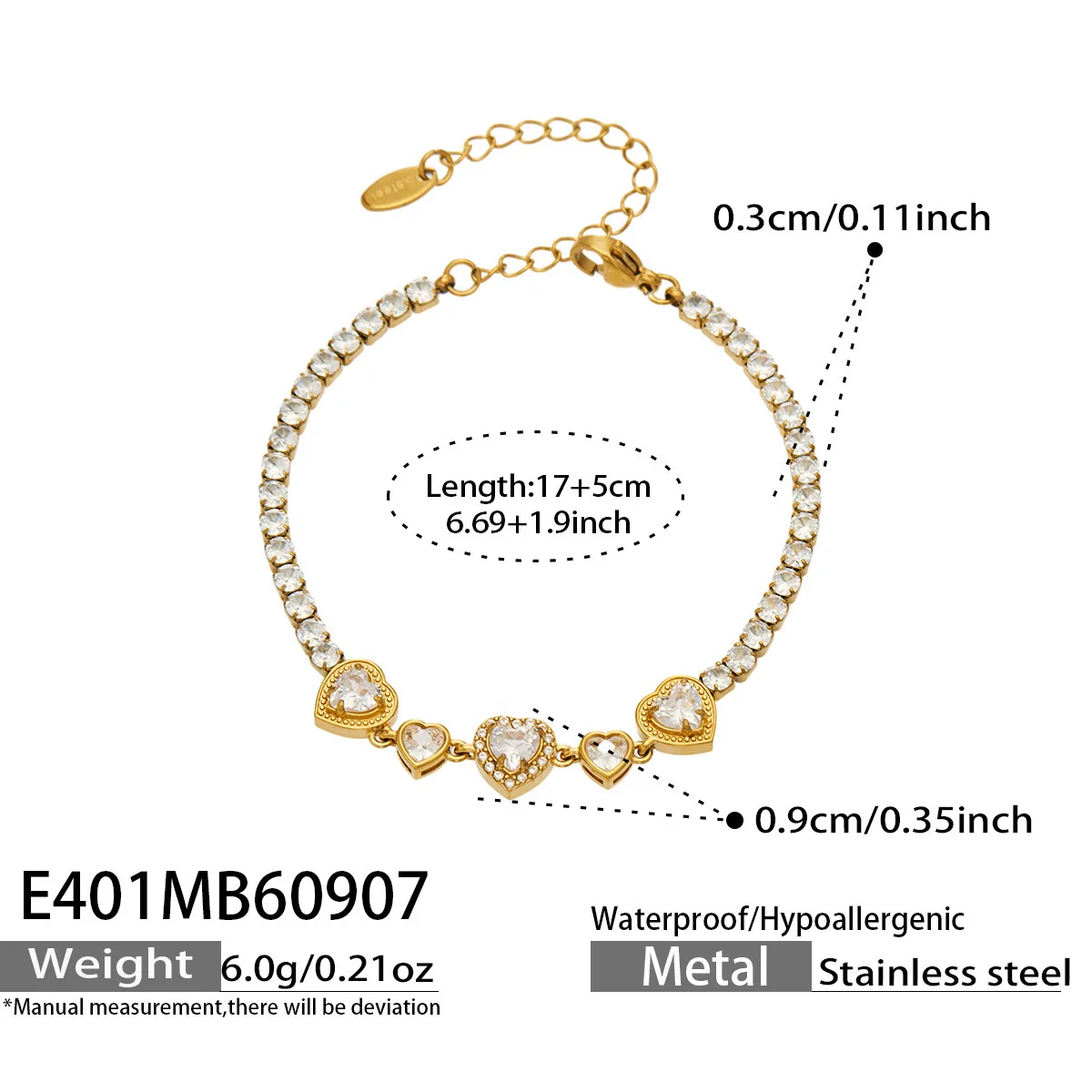 Voller Farbiger CZ-Armreif Tennis-Armbänder Zirkon-Blumen-Armband 18k Vergoldete Edelstahl-Kettenarmbänder für Damen – Detail 10