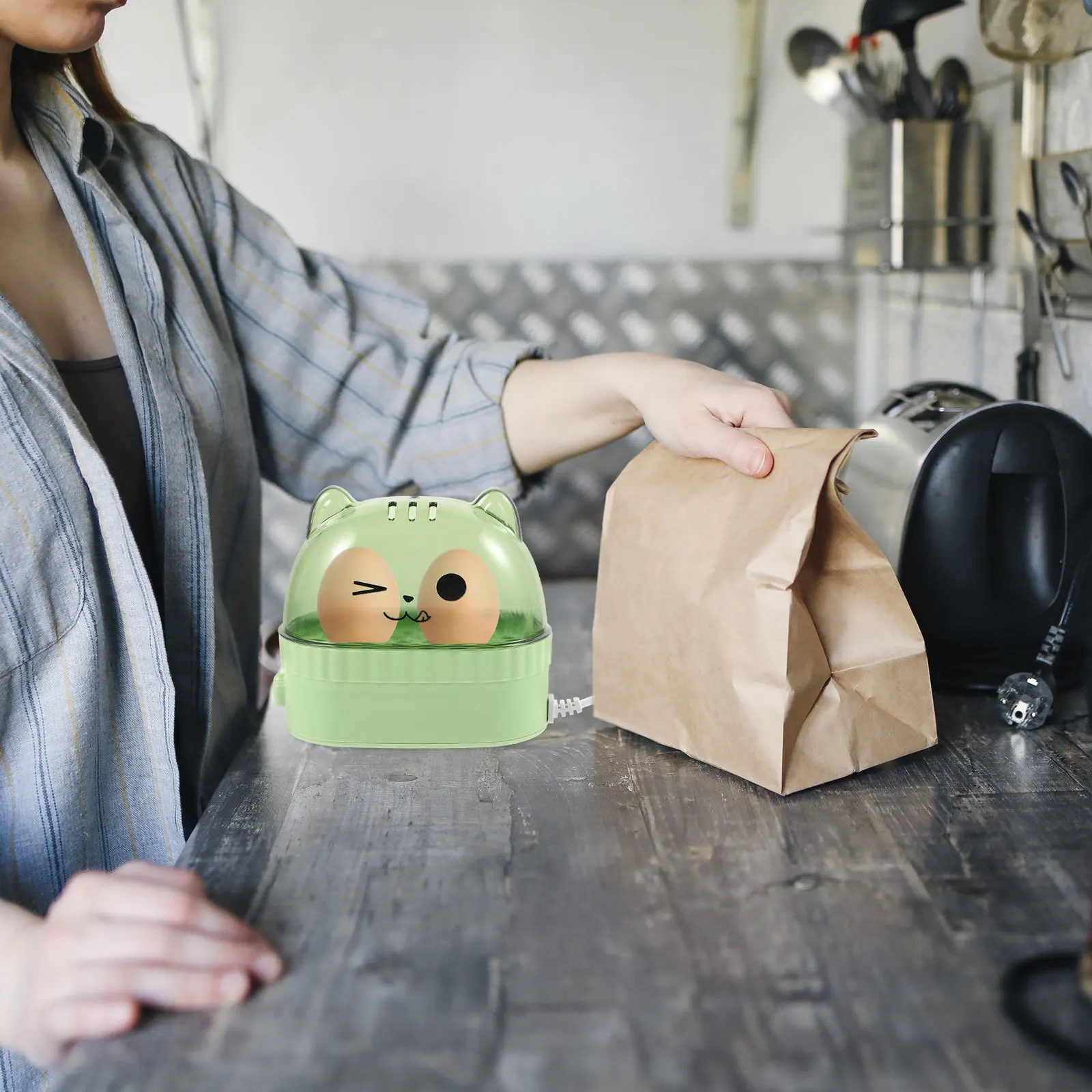 

Multifunctional Steamer Automatic Shut-Off Compact Electric Egg Cooker For Home Kitchen Use Daily Household Egg Cookware