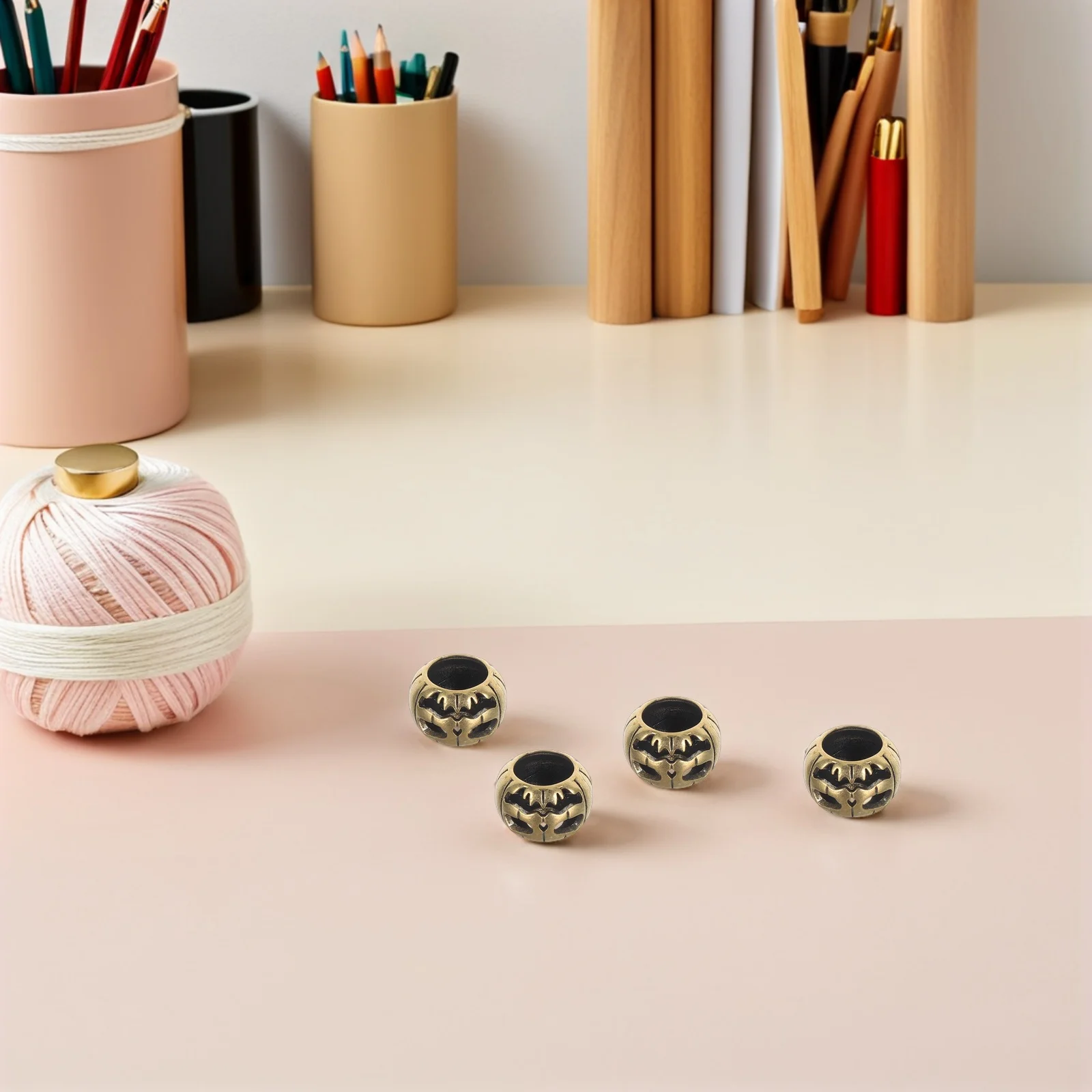 

5 Pcs Pumpkin Lantern Pendant Keychain Halloween Brass Beads Jewelry DIY Pendants