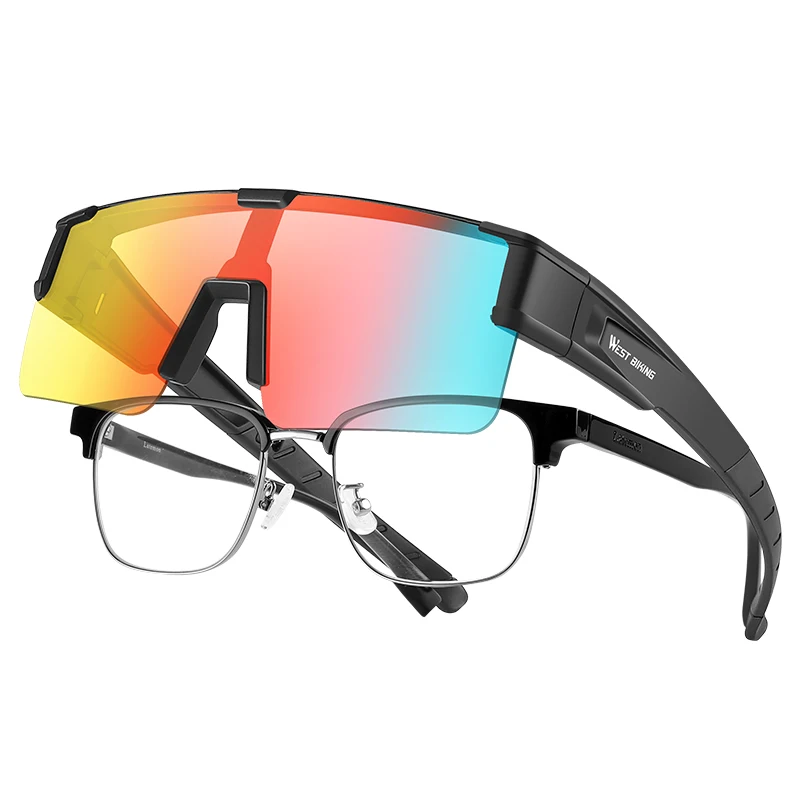 AliExpress West Biking WEST BIKING Photochromic Sunglasses UV400 Anti-Glare Fit Over Myopia Glasses Cycling Outdoor Driving Lightweight Sports Eyewear