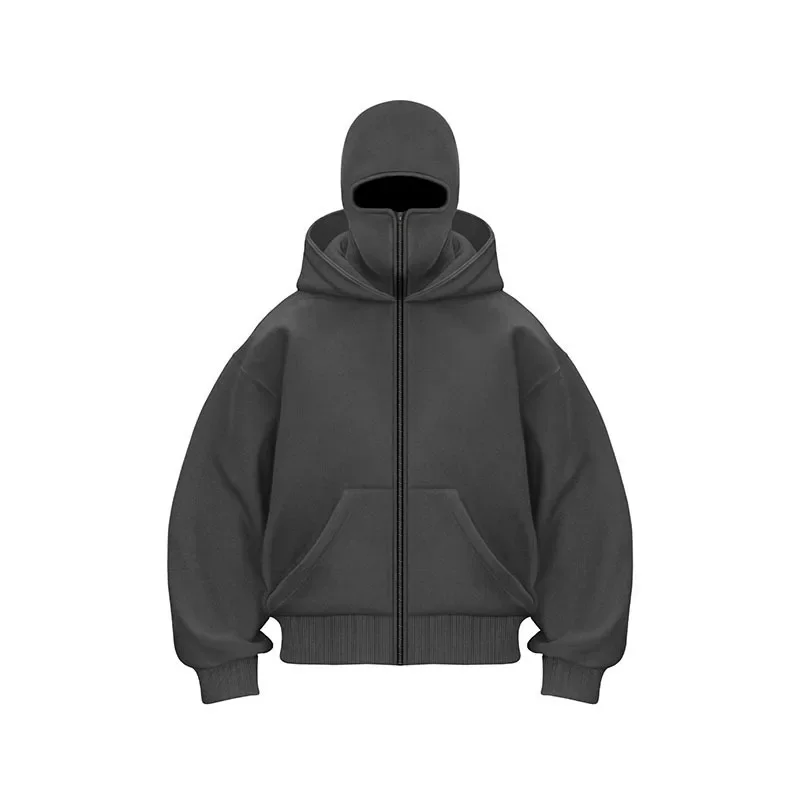 Herren Double Hat Maske Reißverschluss Design Winter Winddichter Kapuzenpullover Sportjacke Outdoor-Aktivitäten Wandern Reisen Laufen Sweatshirt ﻿ – Detail 21