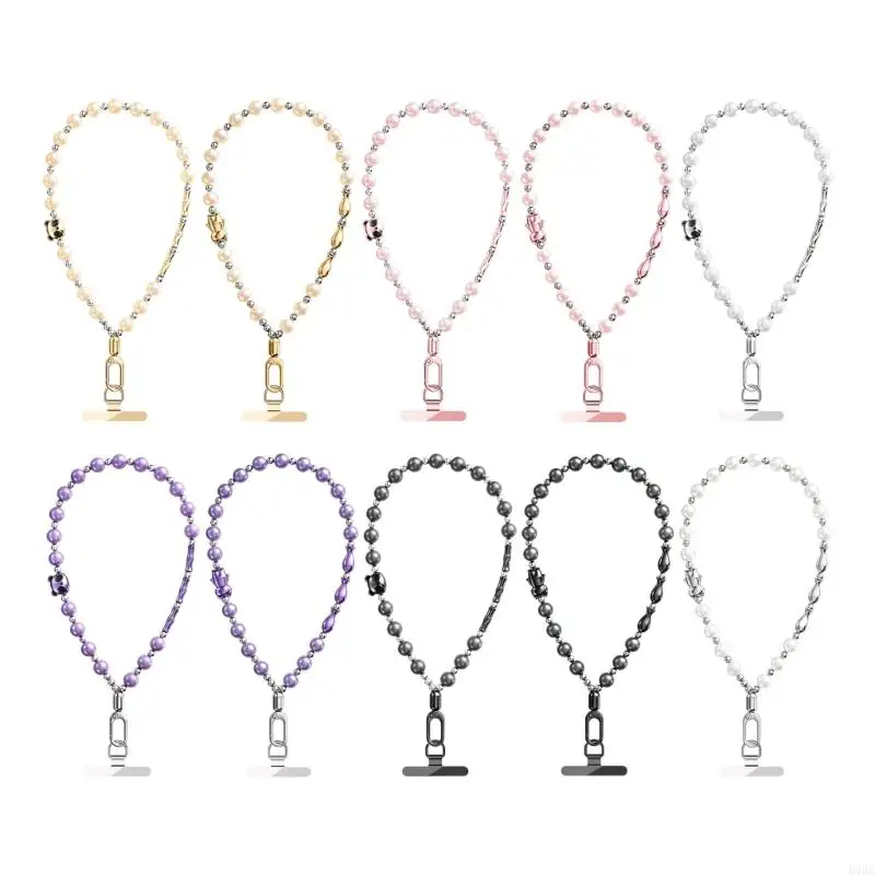 

Elegant Pearls Chain Phone Straps with Not Lost Design & Comfortable Wristband Beaded Phone Lanyard for Smartphones Gift 896C