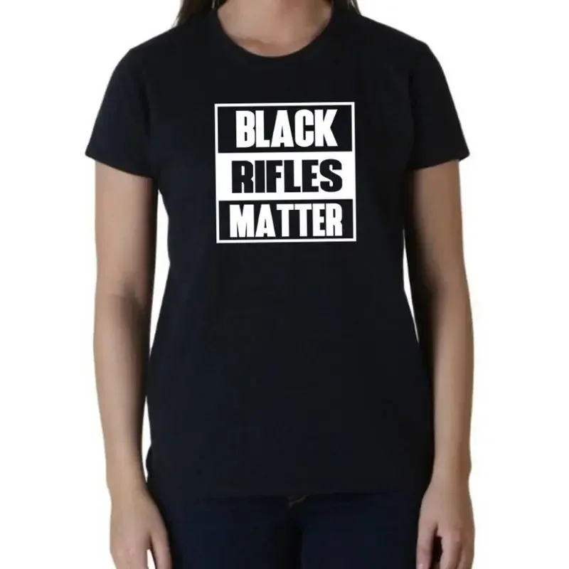 Ladies Black Rifles Matter T Shirt Guns AR 15 AK47 Gun 2nd Amendment