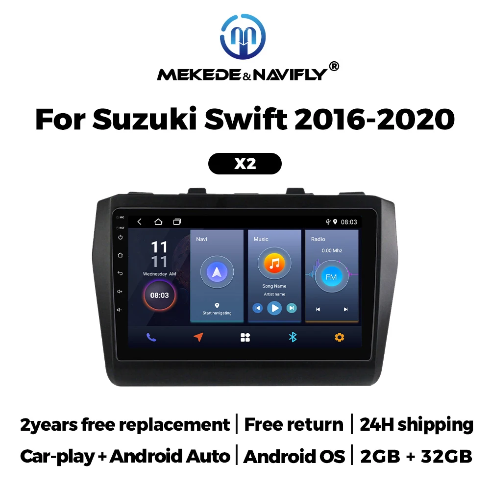Navifly 9Inch IPS HeadUnit For Suzuki Swift 2016-2020 GPS Stereo Wireless Carplay Android Auto BT FM Radio Car Multimedia Player