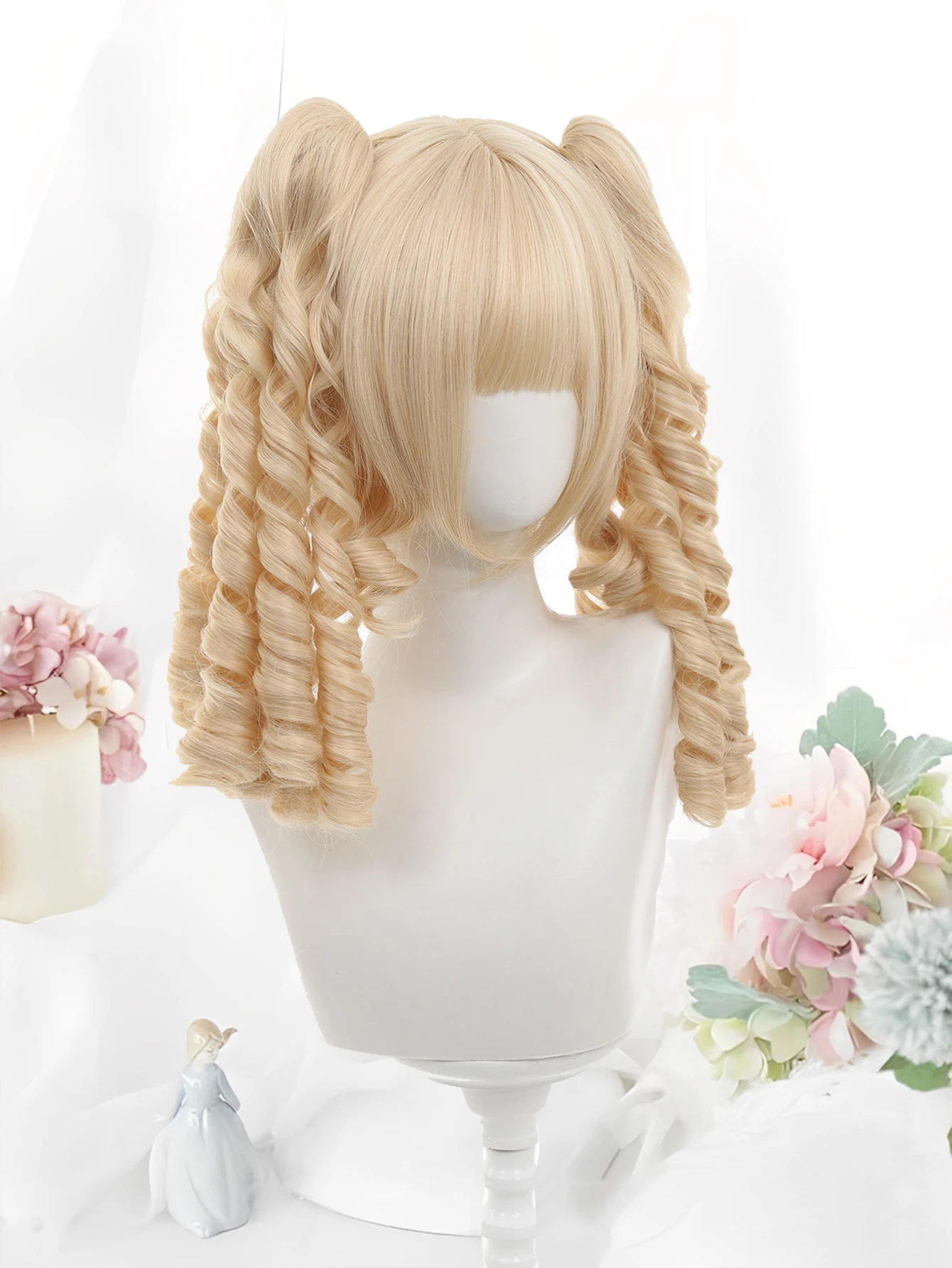 OLACARE Natural Blonde Yellow Long Wavy Synthetic Hair Wigs with Bangs Women Body Wave Afro Female Wigs Cosplay Daily Hair LM
