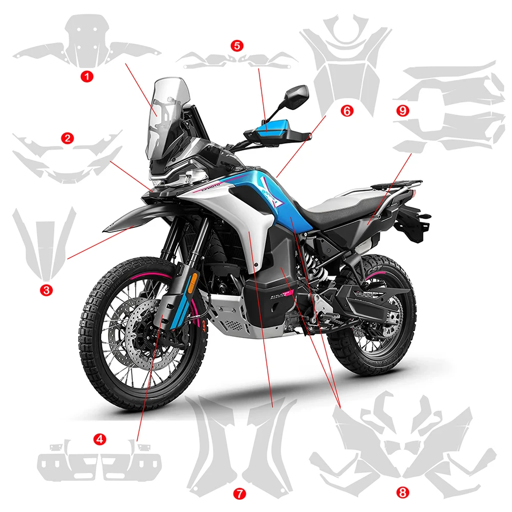 2024- 800MTX New Motorcycle Paint Protective Film For CFMOTO 800 MT-X TPU Stickers Protect Fairing Anti-scratch Translucent Film
