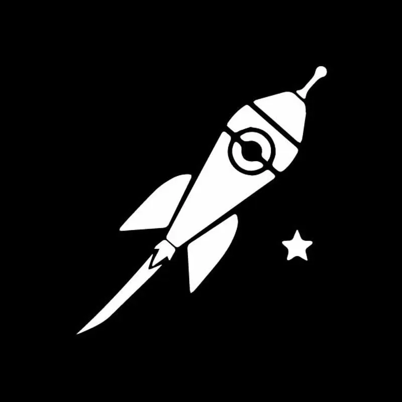 Cute Rocket Decals In The Universe High Quality Car Window Decoration Personalized Pvc Waterproof Decals Black/white, 15cm*15cm 2