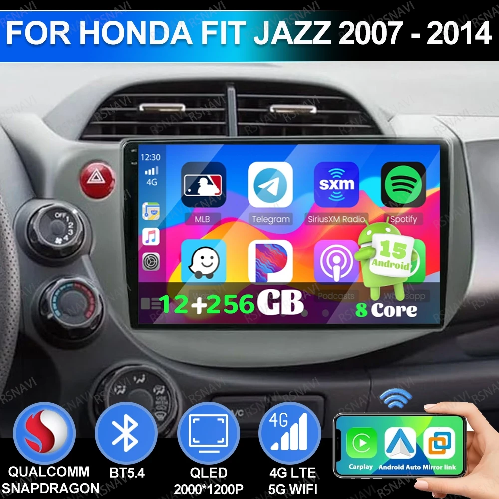 

Android 15 For Honda Fit Jazz 2007 - 2014 Head Unit GPS 5G WIFI Car Radio Qualcomm Stereo DSP Autoradio Viedo Player Navigation