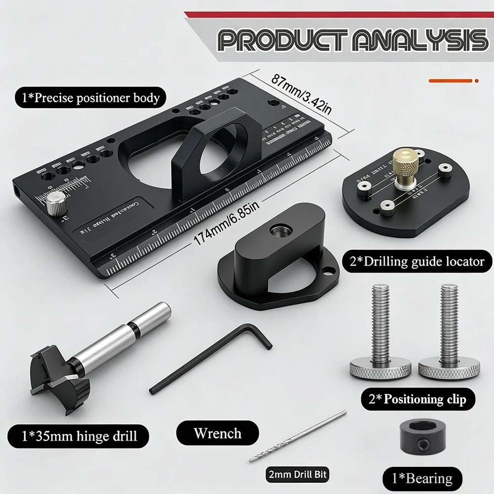 /Aluminum /Alloy /Hinge Drilling Jig For 35mm 26mm Concealed Cabinet Door Woodworking Positioning Tool Adjustable Depth Guide