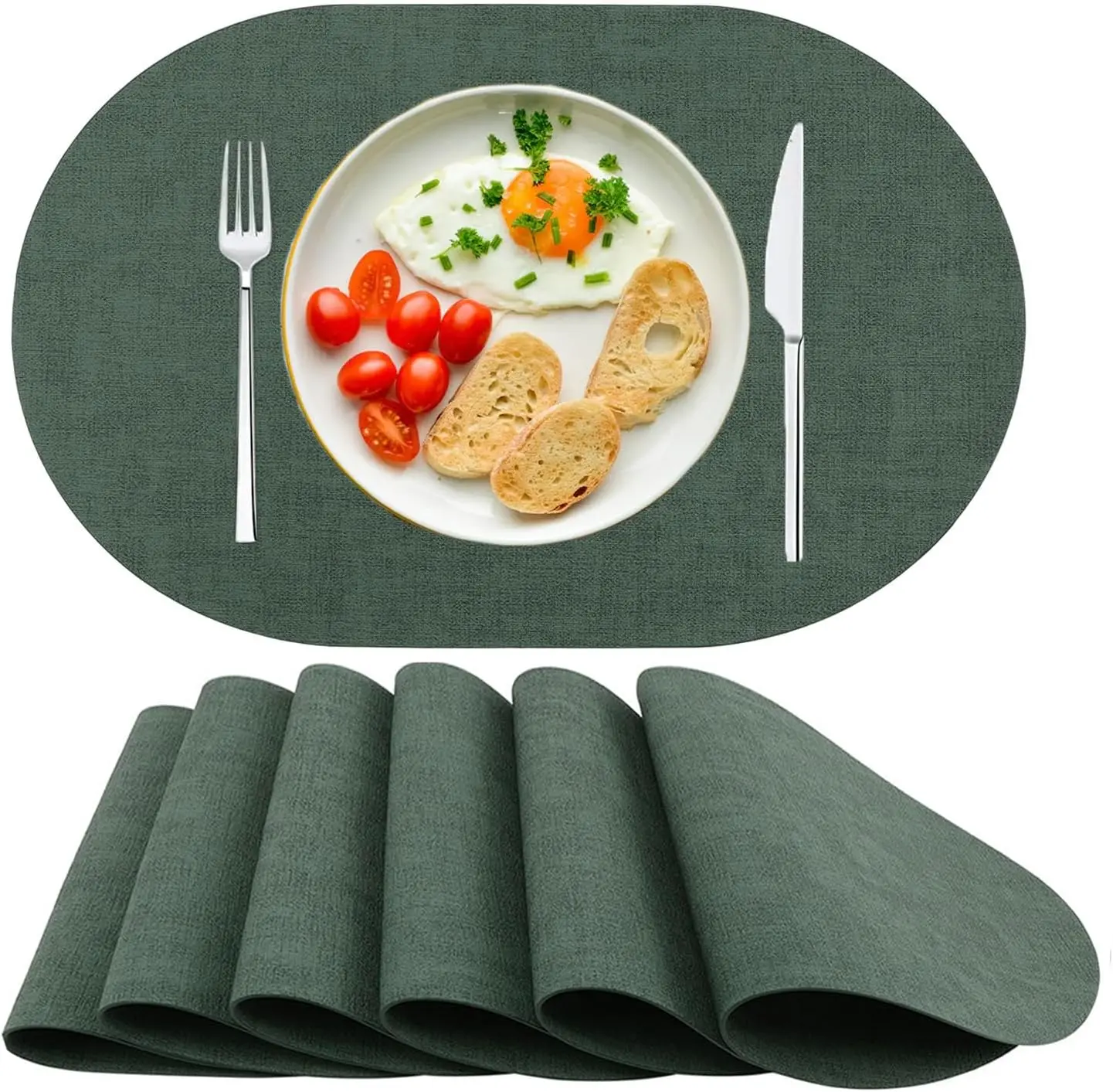 

Placemats Set of 6, Faux Leather Placemats Heat Resistant Wipeable Washable Place Mats, Non-Slip Table Mats for Dining Kitchen