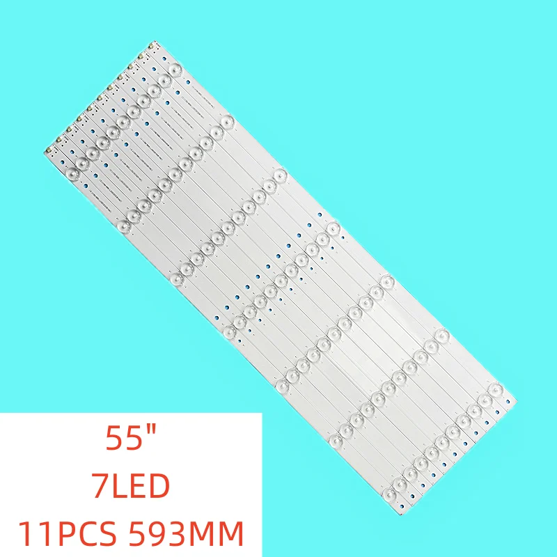 11pcs/set 7lamp New LED Backlight Strip for haier H55E29 LS55A51 LS55AL88R81A2 CRH-B5535350711689-REV1.0 593MM