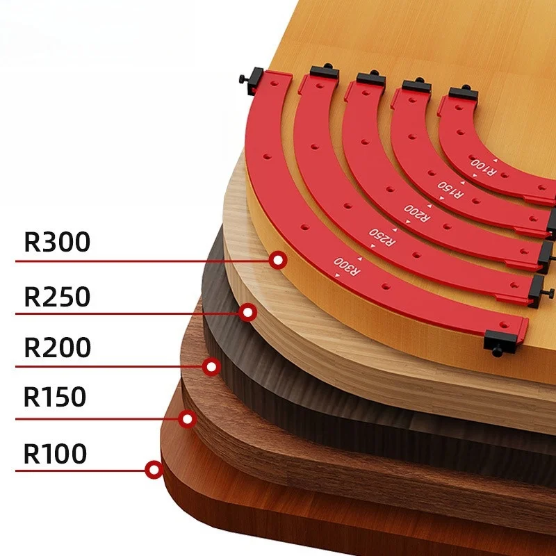 Inner/outer Corner Large Arc Mold Electric Router Slotting Template R100-R300 Woodworking Curved Angle Chamfering Template Tools