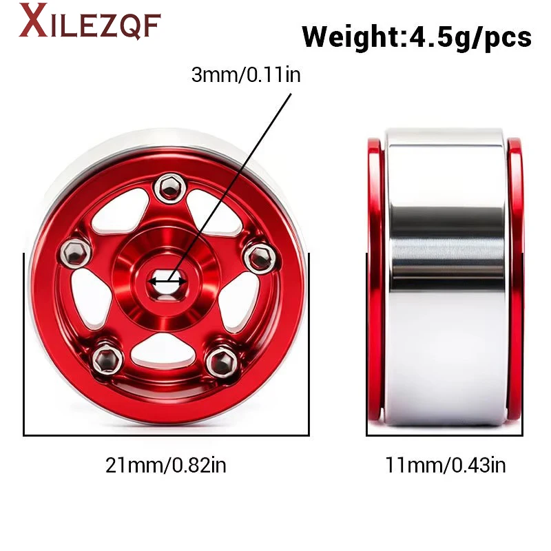XILEZQF Metal Deep Dish 0.7in Beadlock 5-Spokes Wheel Hub Rim for 1/30 RC Crawler SCX30 Ascent-32 Upgrade Parts