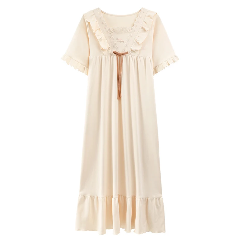 Pure Cotton Nightgown A Summer-Style Short-Sleeved 'S Home Wear For Pregnant Women In Plus Size 200 Pound Fat Mm Pajamas 5