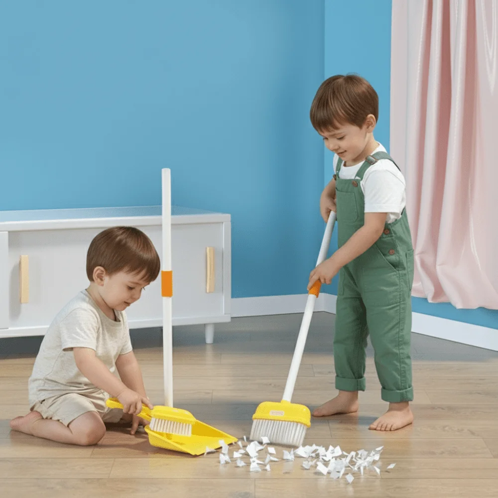 Set di strumenti per la pulizia realistici per bambini: mini mop e forniture per spazzare per ragazzi e ragazze, giochi di finzione, giocattoli per le pulizie, regalo di Natale