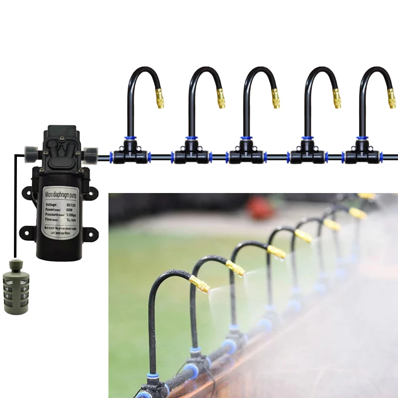 Universal Atomization Sprinkler Automatic Pump Watering Kits with 20cm Rotating Copper Nozzle Balcony Rainforest Spray Cooling