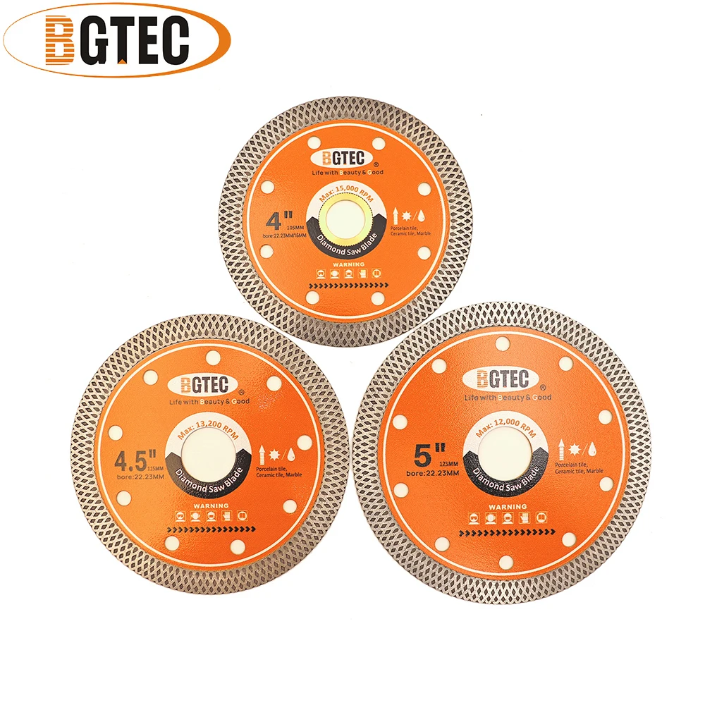 

BGTEC 4/4.5/5" Mesh Rim Diamond Cutting Disc Superthin Ceramic Porcelain Marble Granite Tile Cutter Plate Saw Blade Hole Saw