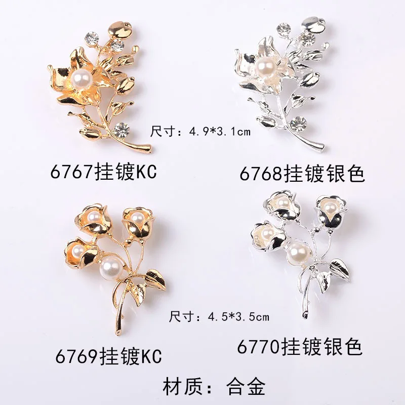 DIY handmade jewelry antique hair crown pearl 3 bunches of roses hairpin walking accessories Hanfu pendant direct sales