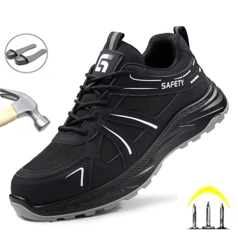 Moda 2025 zapatos de protección laboral para hombre zapatillas de deporte industria de la construcción botas de seguridad para el trabajo puntera de acero calzado masculino