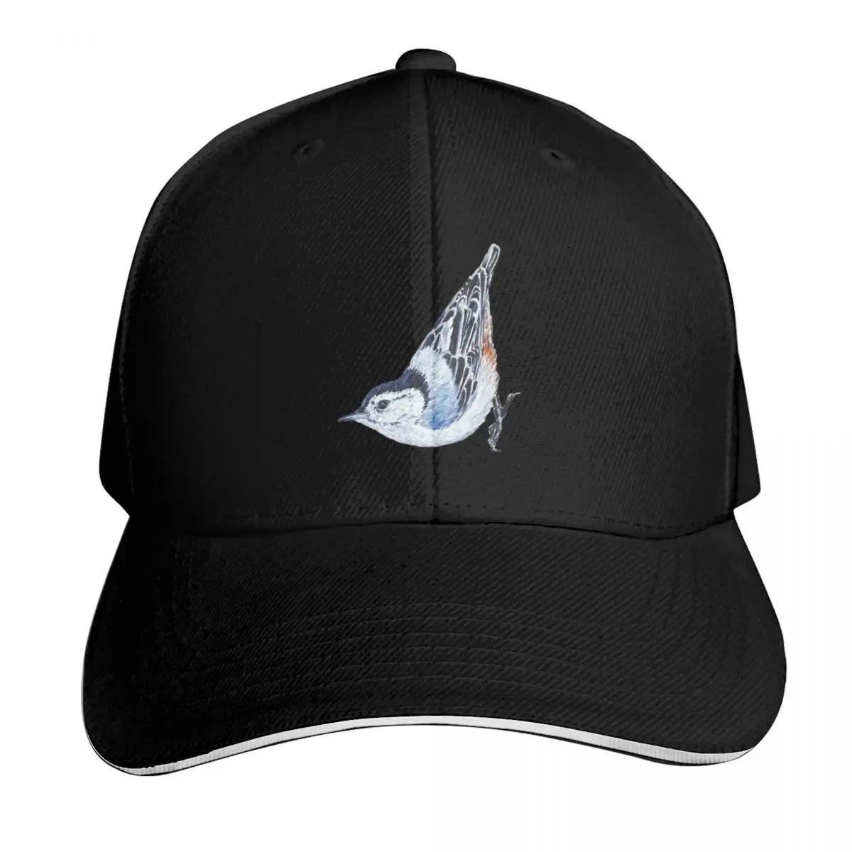 White Breasted Nuthatch - wild bird painting (no background) Baseball Cap Men Women Casual Summer Sport Sun Cap