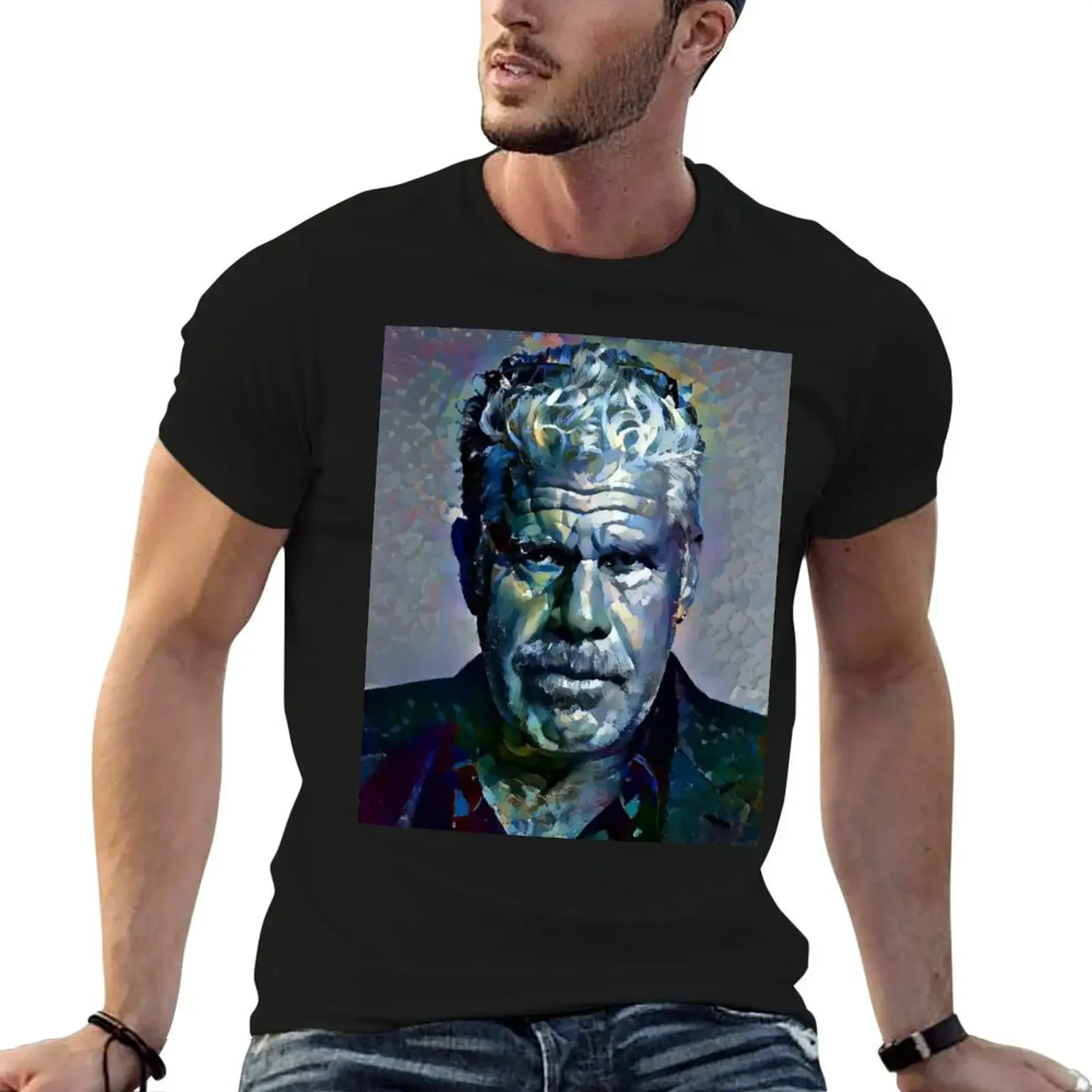 

Ron Perlman Portrait T-Shirt plus sizes blue archive plus size clothes customizeds t shirts for men cotton