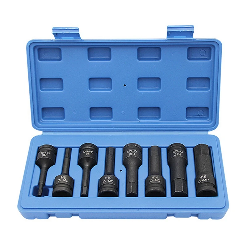 1/2 Inch Drive Master Impact Hex Bit Set 1/2 Inch Drive Hex Bit Socket Set,Standard Metric Sizes 8Pcs