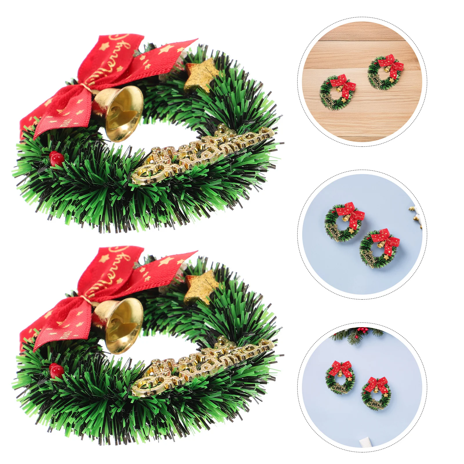 

16pcs Mini Christmas Wreaths 6.5Cm Artificial Bow Garland For Holiday Home Decor Crafts Diy Hanging Ornament Party Decoration