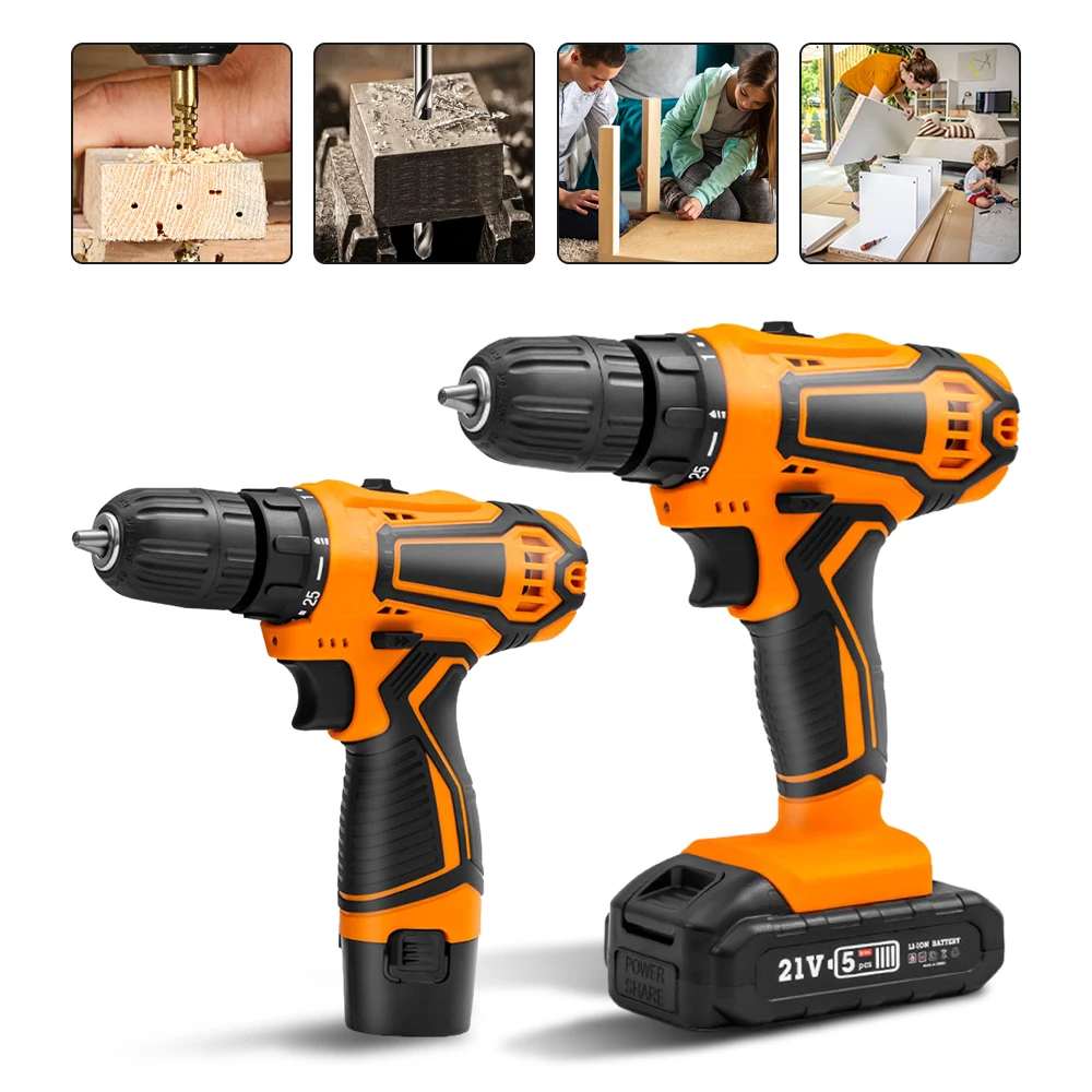 12V 21V Electric Cordless Screwdriver Wireless Impact Drill Mini Lithium Battery Charging Hand Drill Electric Drill Screwdriver