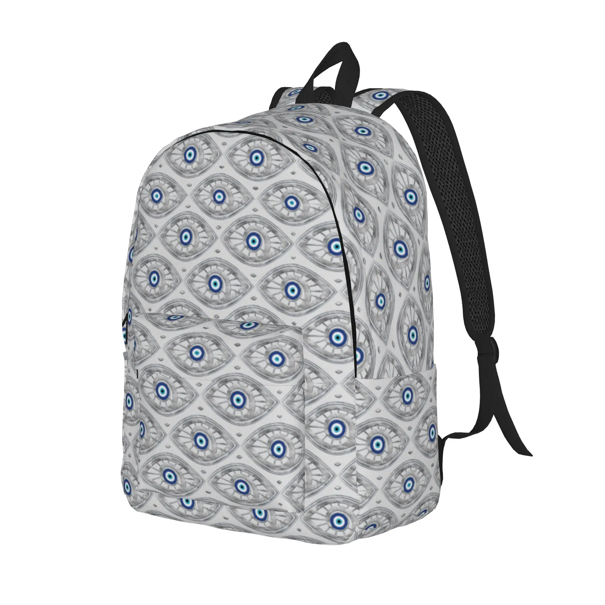 Greek Matiasma Evil Eye Backpack Fashion Student Work Daypack Greek Amulet Nazar Lucky College Canvas Bags Lightweight
