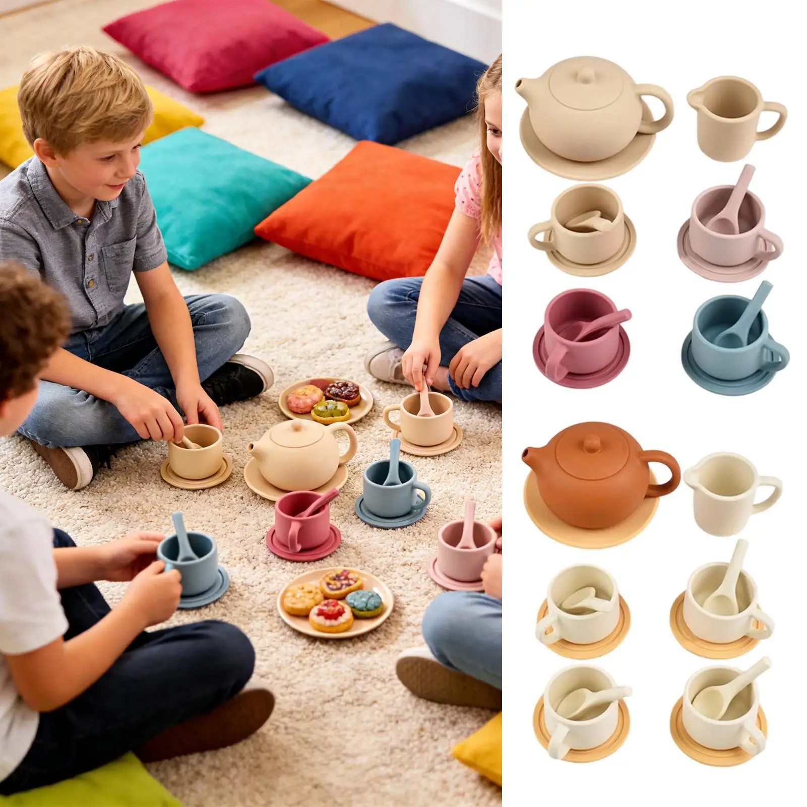 

Детский набор для чаепития, 24 предмета, игрушечная кухонная утварь для ролевых игр, для малышей, девочек, мальчиков, дошкольников, для дома и игровой комнаты