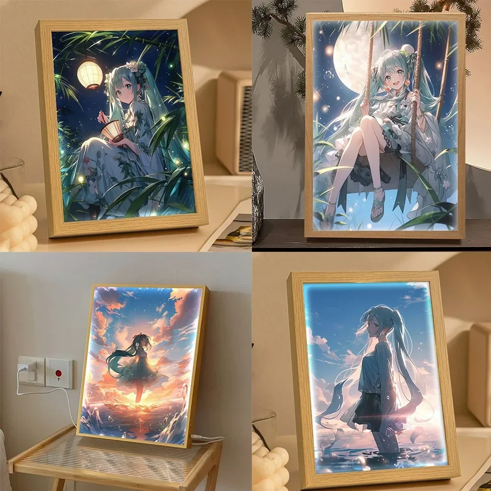 

Cute Hatsune Miku Anime Peripheral LED Living Room Bedroom Desktop Decorative Painting Night Lamp Cartoon TOY Festivals Gift