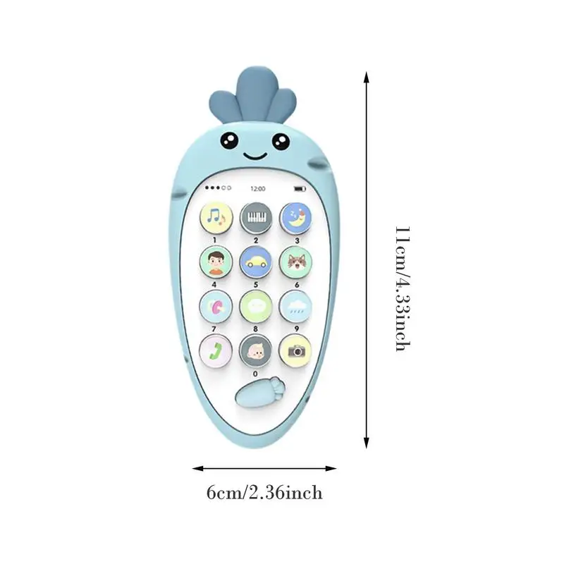 Telefono giocattolo musicale per bambini Giocattolo di apprendimento musicale per bambini con suono interattivo sensoriale bilingue Giocattoli per la dentizione Carota a forma di telefono