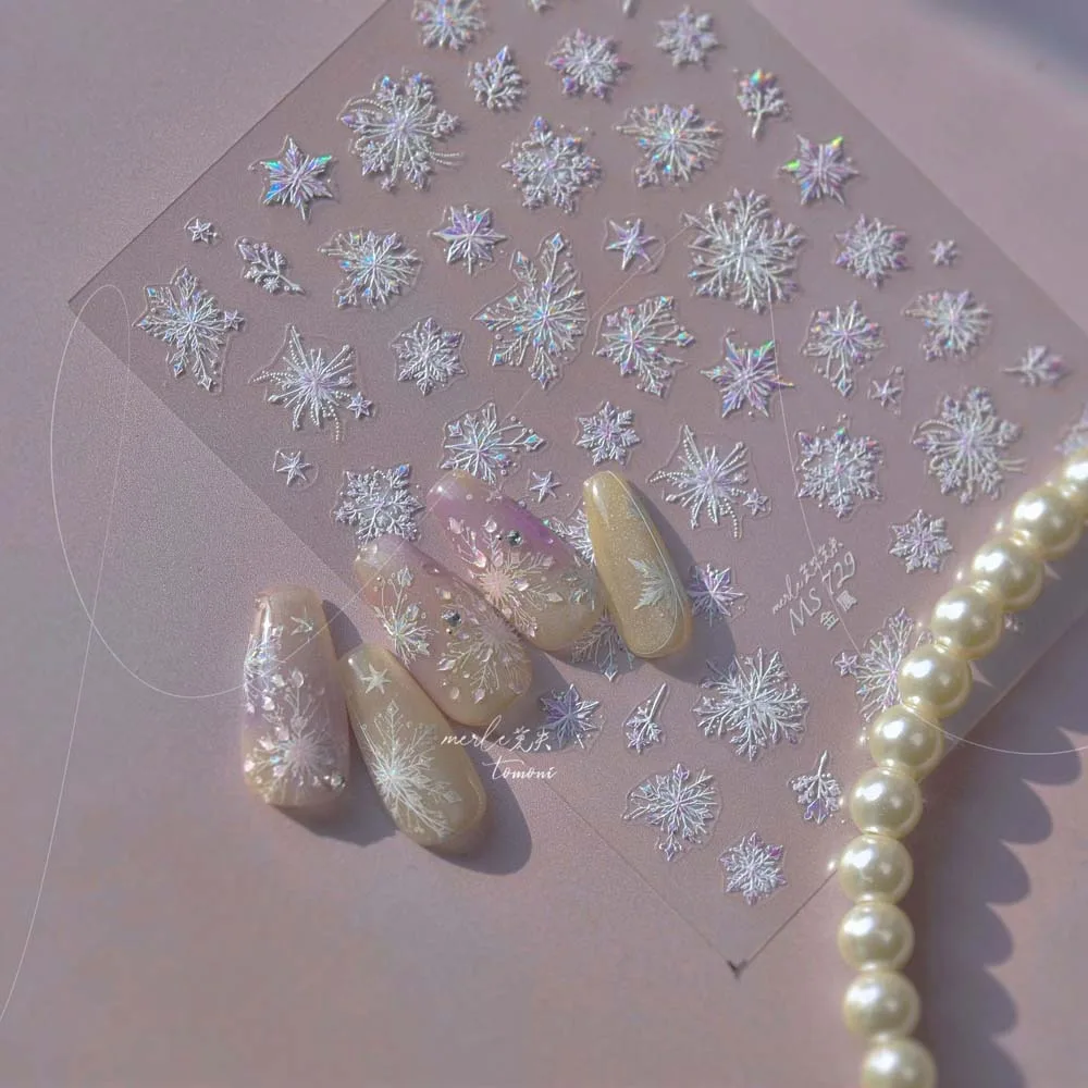 إكسسوارات الأظافر عيد الميلاد ندفة الثلج مسمار ملصق 5D البرنز الماس شل ضوء عيد الميلاد الماس مسمار صائق السنة الجديدة الأيائل #3