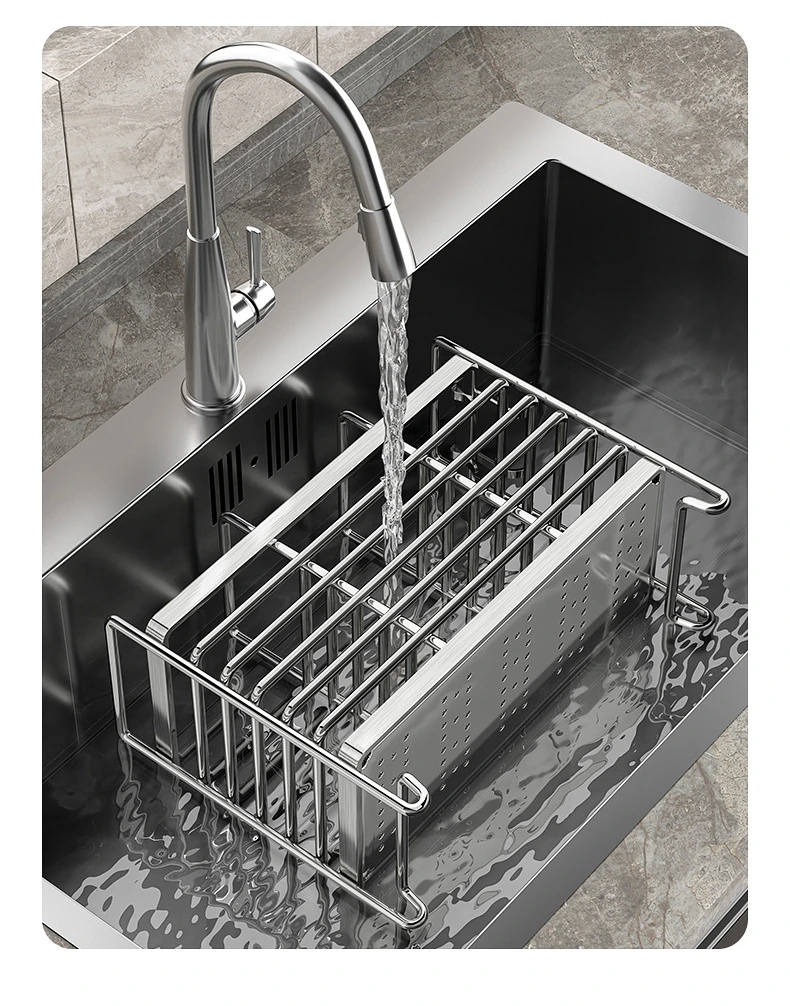 Wandmontierter Utensilienhalter ohne Bohren. Platzsparender Organizer aus Edelstahl für Küchenbesteck, ideal für kleine Räume – Detail 7