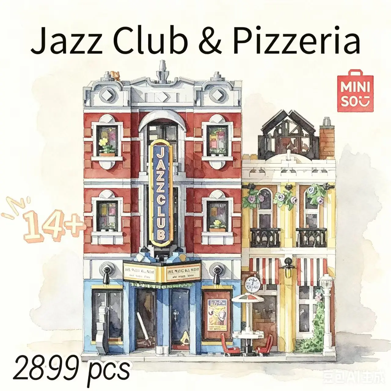 2899pcs Hot Toy Creating Jazz Club Pizzeria Shop 56888 Building Blocks Model Modular Street View Toy For Birthday Christmas Gift