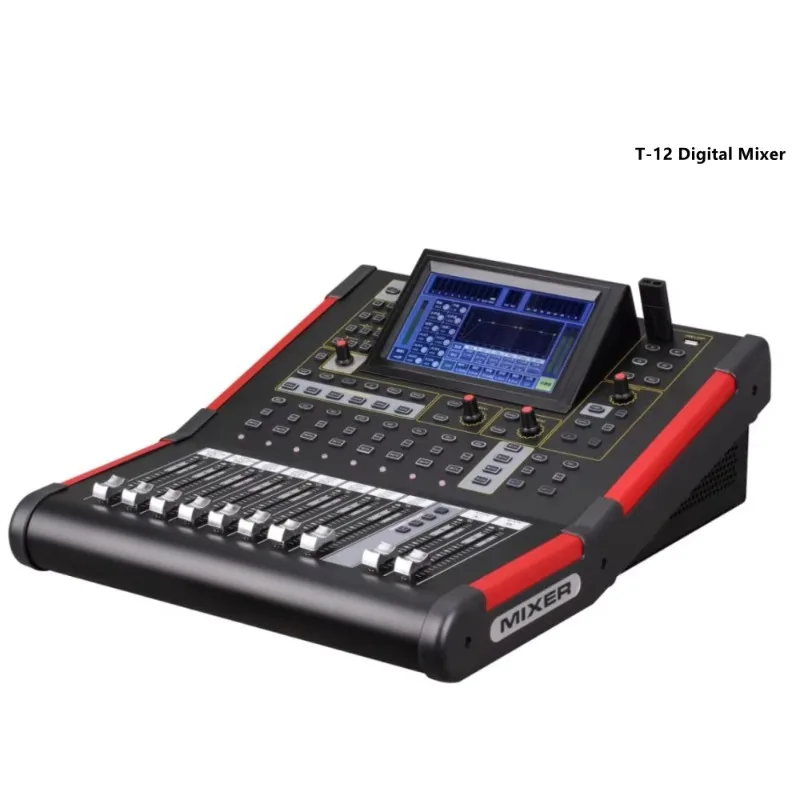 12 Channel Digital DJ Mixer, Professional Audio Console Matched with Loudspeaker for Live Stage