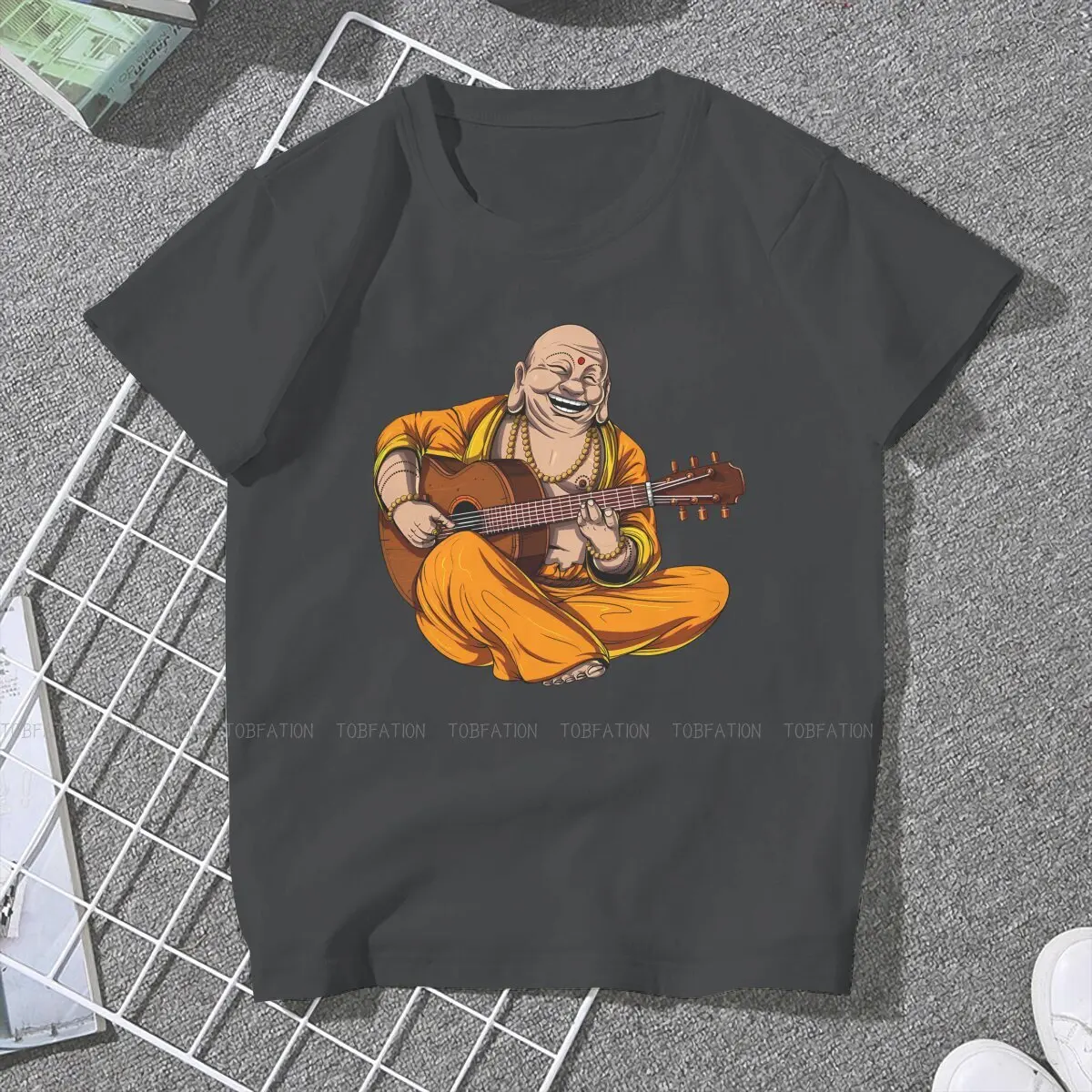 Playing Guitar Unique TShirt for Girl Buddha  Oriental Mysterious Culture 4XL New Design Graphic  T Shirt Short Sleeve