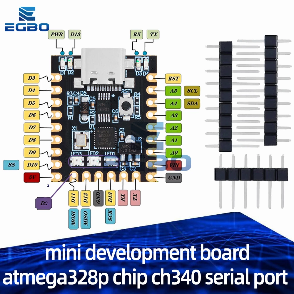 For arduino nano mini ultra small typec development board atmega328p chip ch340 serial port