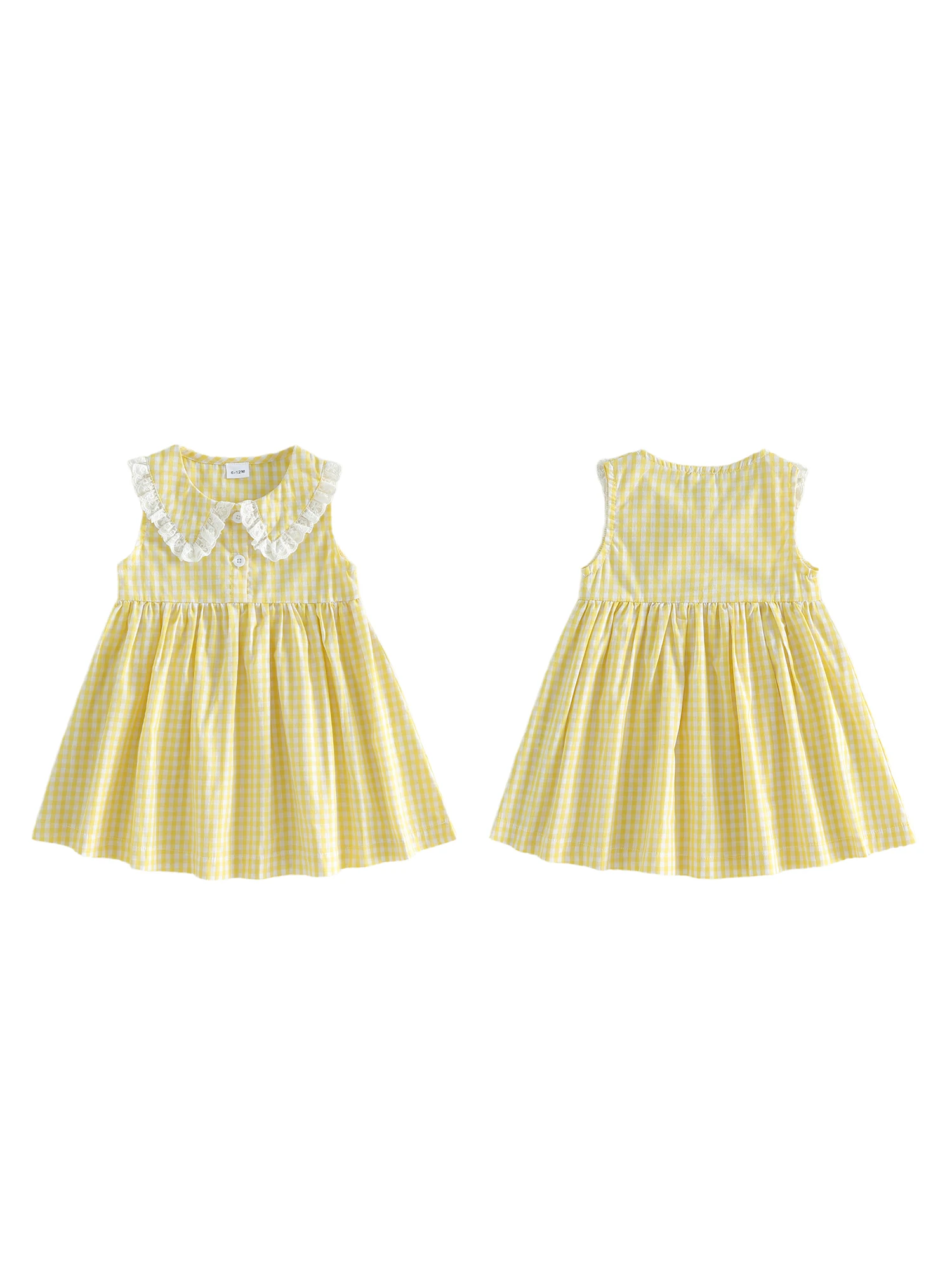 

Женское платье А-силуэта без рукавов с воротником-стойкой и застежкой на пуговицах, летнее платье в клетку для повседневной носки.