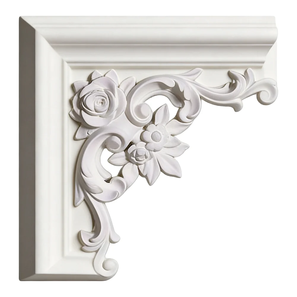PU Corner Molding with and Scrollwork Relief Design for Wall Ceiling Junctions and Interior Framing Enhancement