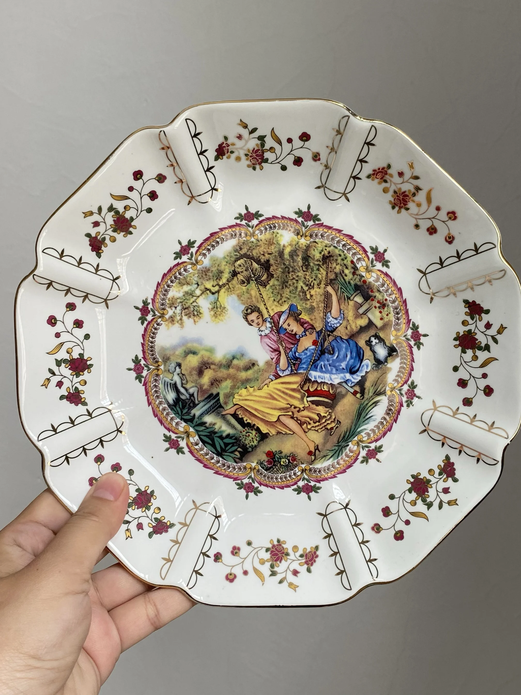 

Retro European Oil Painting Figure Ceramic Deep Plate 8-inch Steak Plate Fruit Plate Living Room Tea Table Decoration