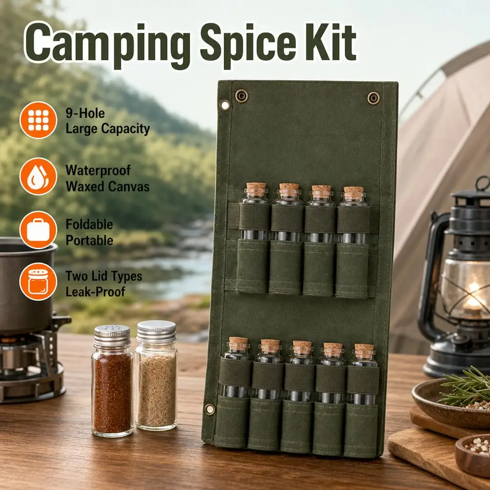 Outdoor Camping Spice Bottle Bag Set Portable Camping Picnic Seasoning Bottle Storage Bag Condiment Jar Seasoning Bottle Holder